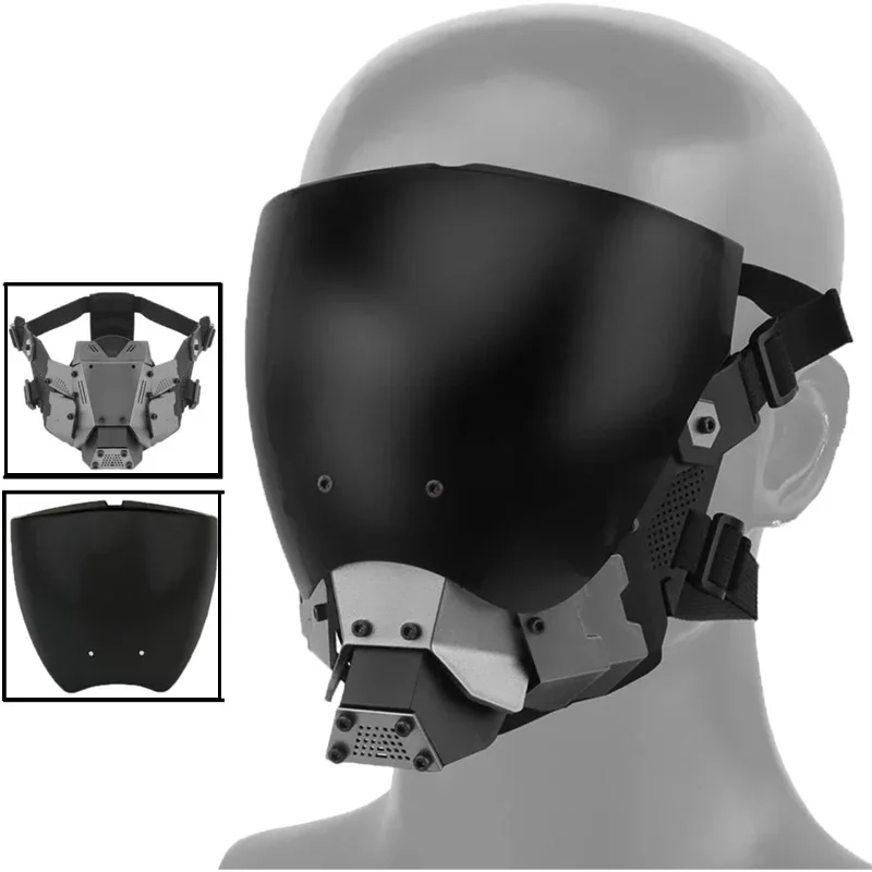 Máscara táctica cyberpunk de cara completa antivaho para airsoft