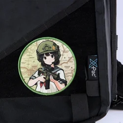 Parche bordado de chica anime para chaleco táctico MOLLE