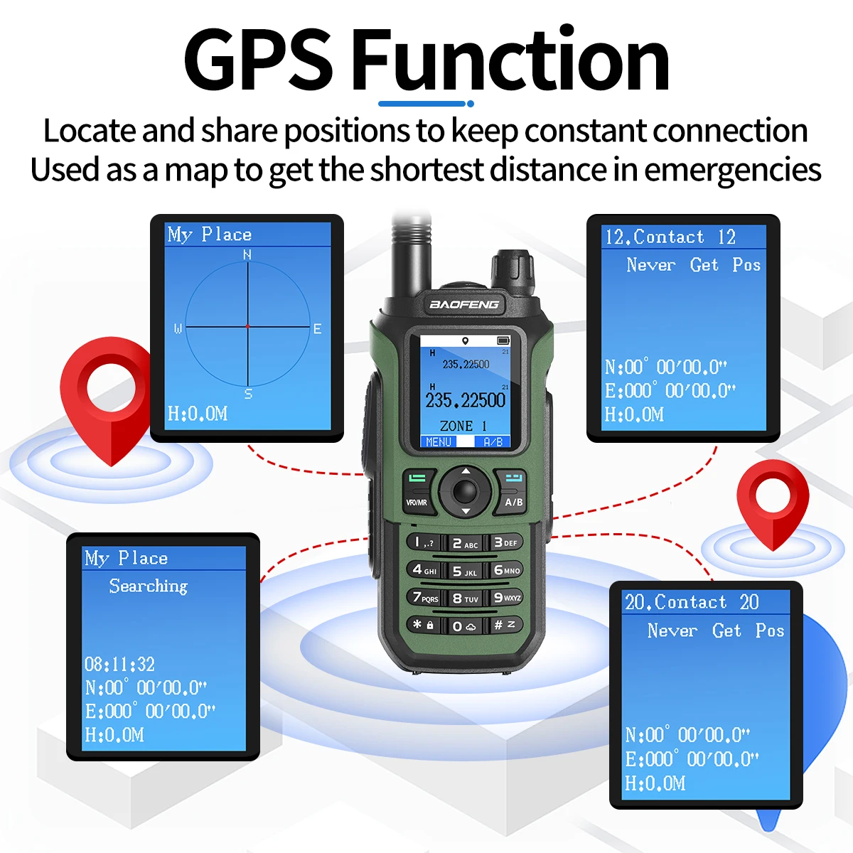 Vista detallada del walkie talkie Baofeng UV-21 PRO GPS