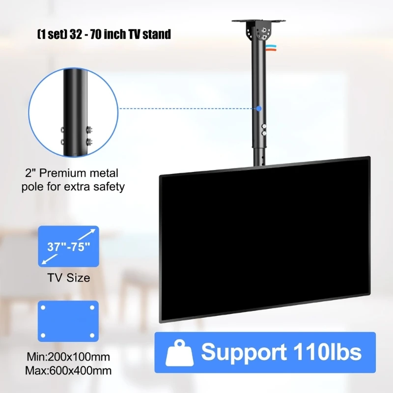 Soporte de TV universal en pared con diseño metálico