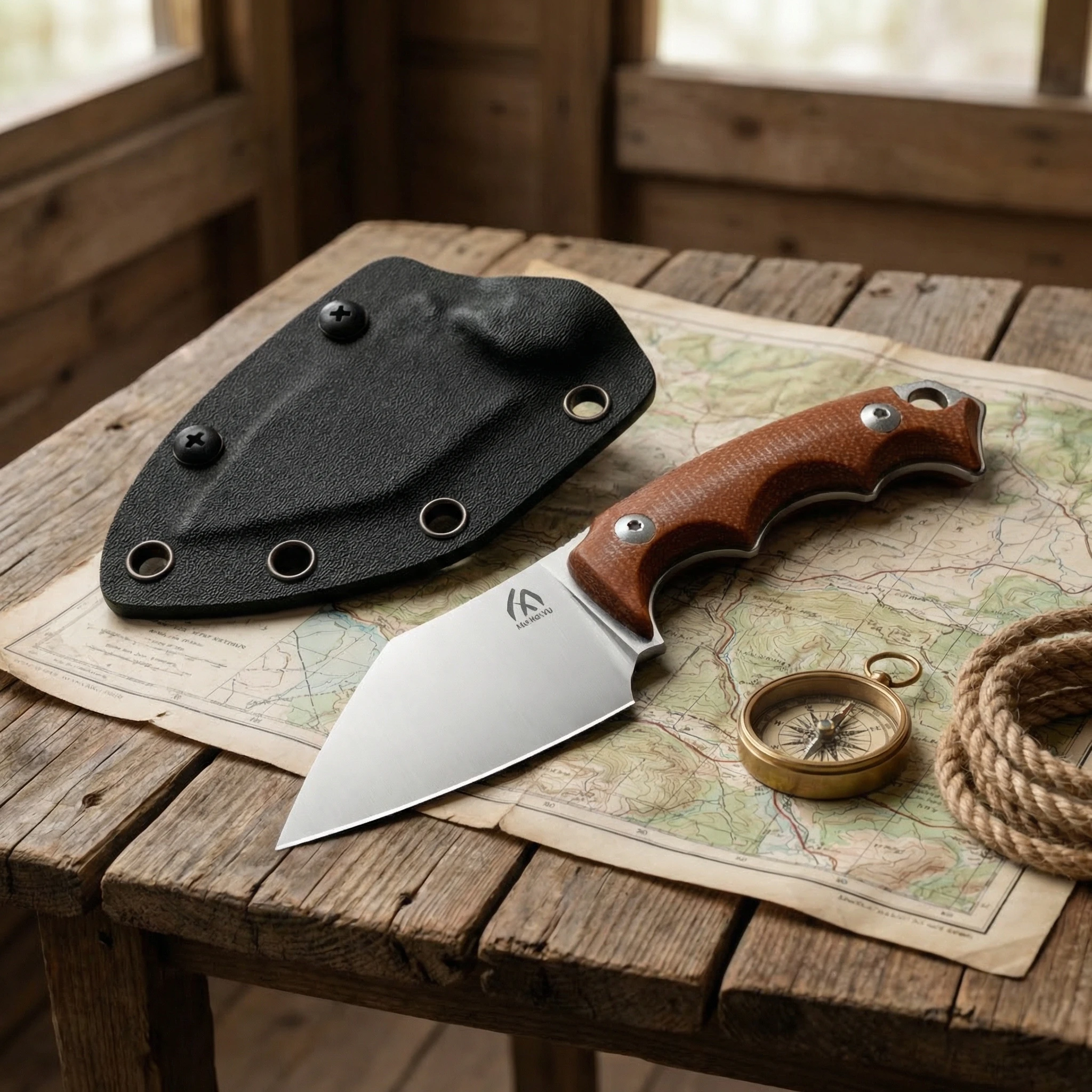 Cuchillo táctico exterior mini mango G10 con funda duradera para camping