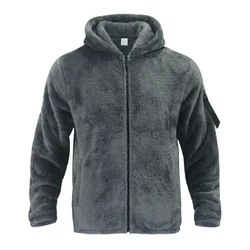Chaqueta polar con capucha hombre – Térmica forro mullido cortavientos