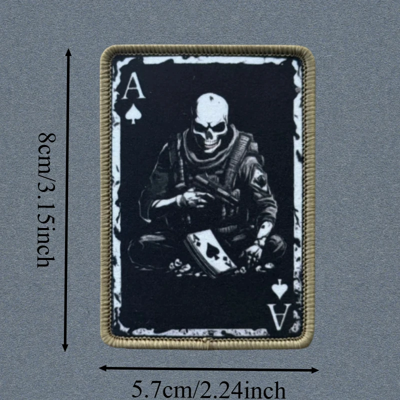 Parche táctico calavera Ace Spades con velcro para mochila - imagen 2