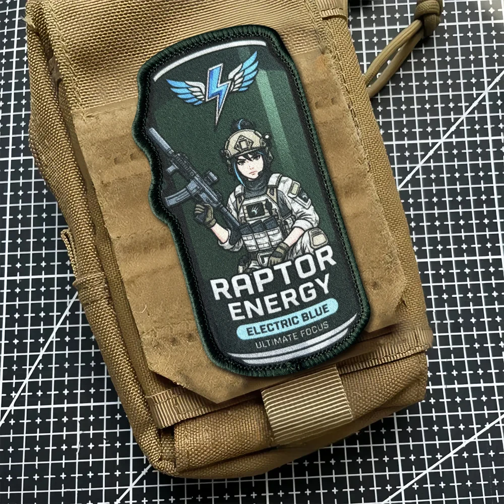 Parche táctico impreso gancho y bucle Raptor azul eléctrico – anime - imagen 3