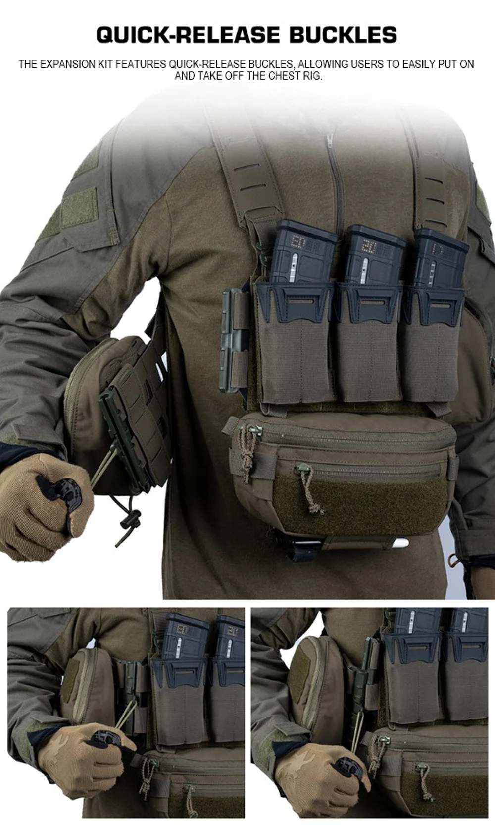 Combinación de módulos MOLLE sobre cinturón táctico cummerbund