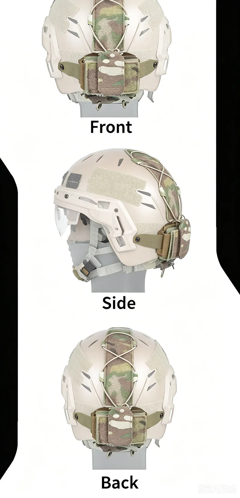 Funda táctica de batería NVG con Velcro para casco
