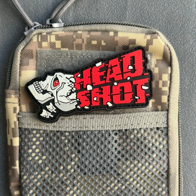 Headshot Parche Táctico Calavera PVC – Gancho y Bucle, Insignia Moral - imagen 4