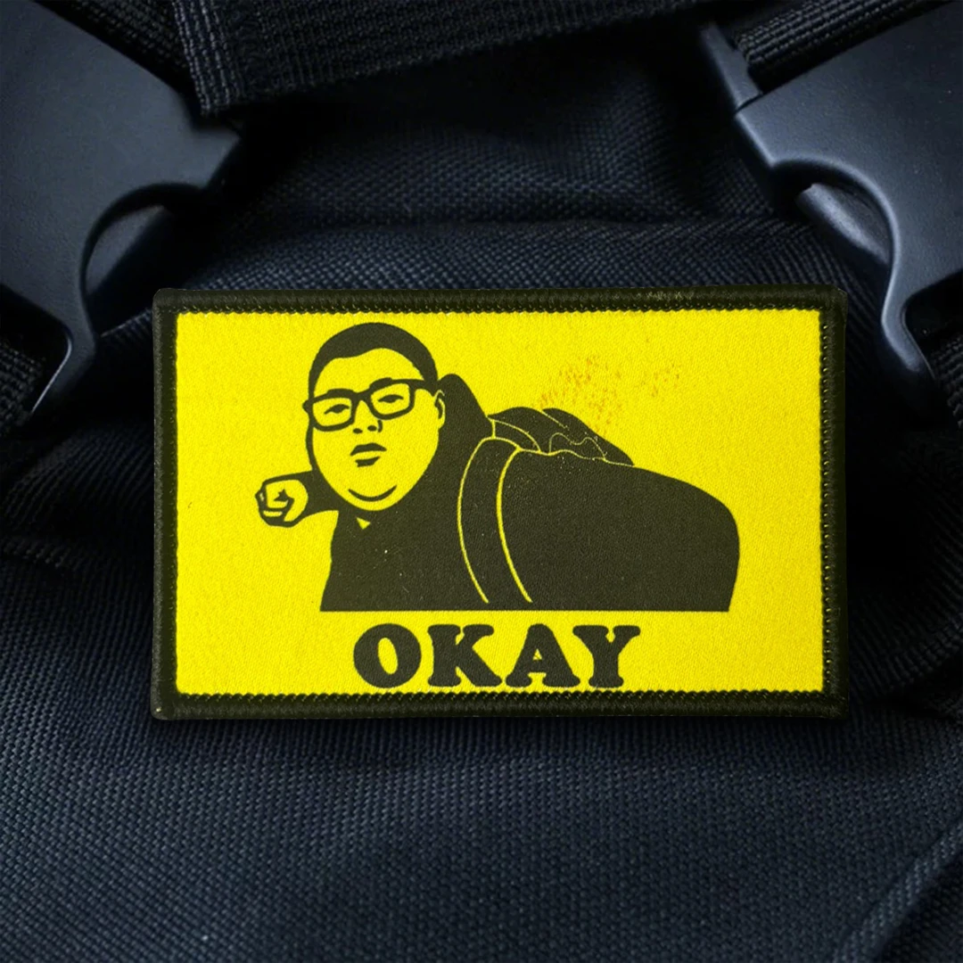 Parche táctico con meme Deadpan OKAY, velcro para mochila