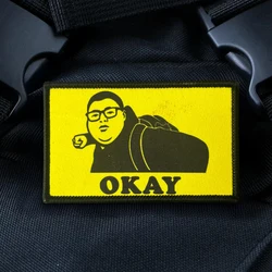 Parche táctico con meme Deadpan OKAY, velcro para mochila