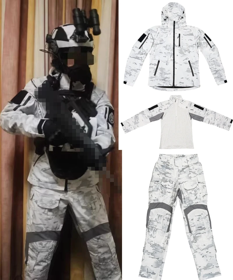 MCAP conjunto chaqueta táctica camuflaje nieve blanca aire libre fino