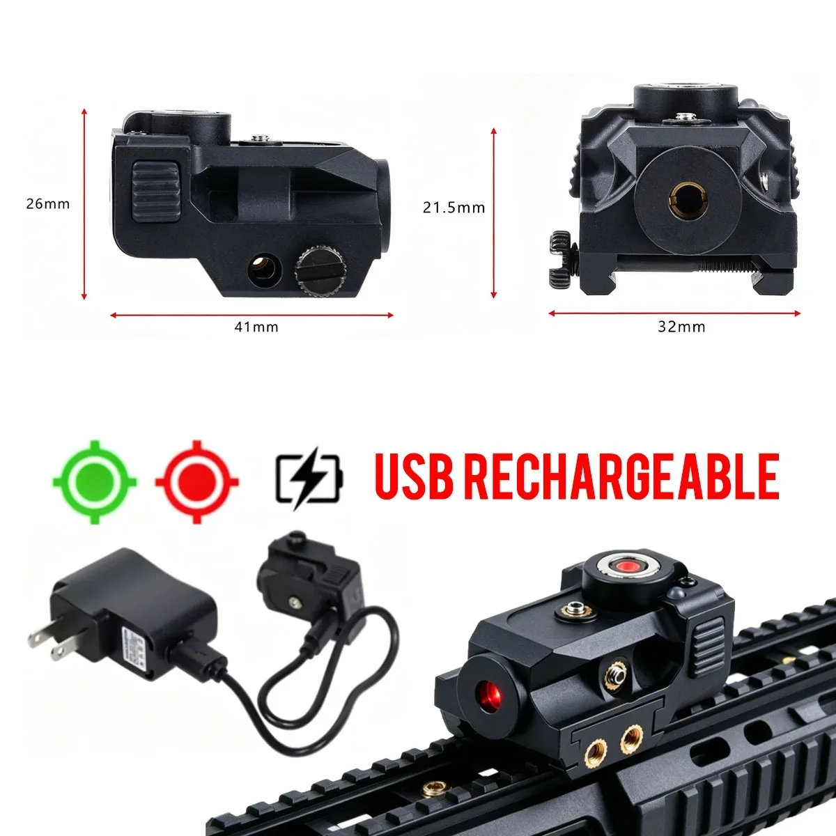 Láser táctico rojo y verde recargable USB para Taurus G2C/G17/G19 - imagen 5