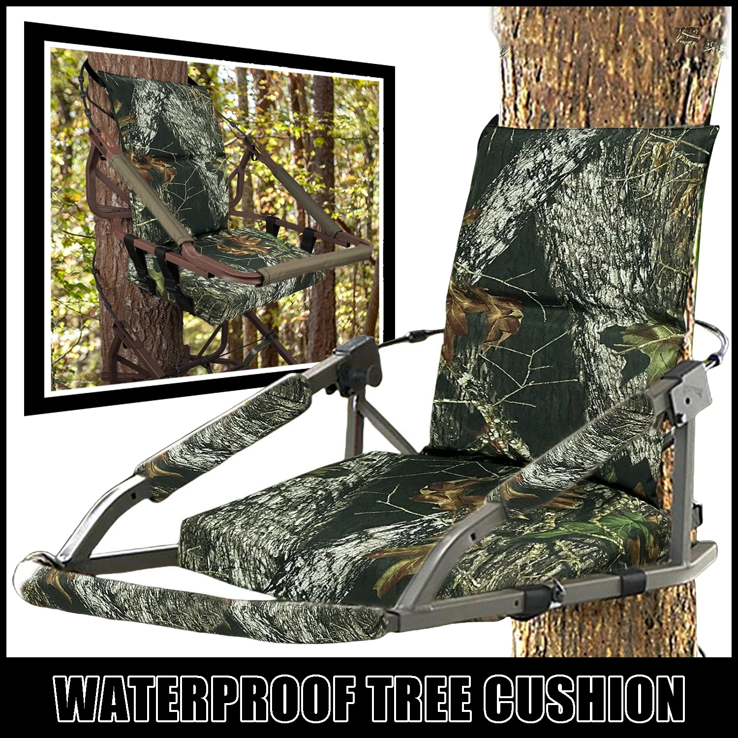Cojín asiento portátil impermeable camuflaje soporte árbol caza