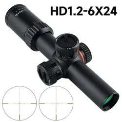 Mira telescópica táctica 1,2-6x24 con roja/verde, riel 11mm/20mm
