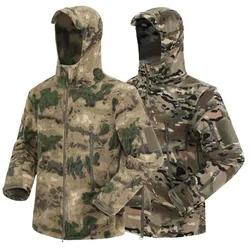 Chaqueta táctica airsoft de lana camuflaje cortavientos caza hombre