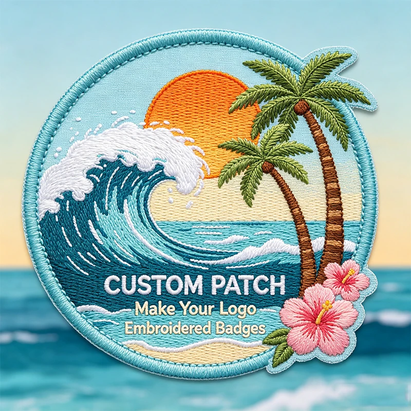 Parche bordado personalizado palmera y olas termoadhesivo - imagen 5