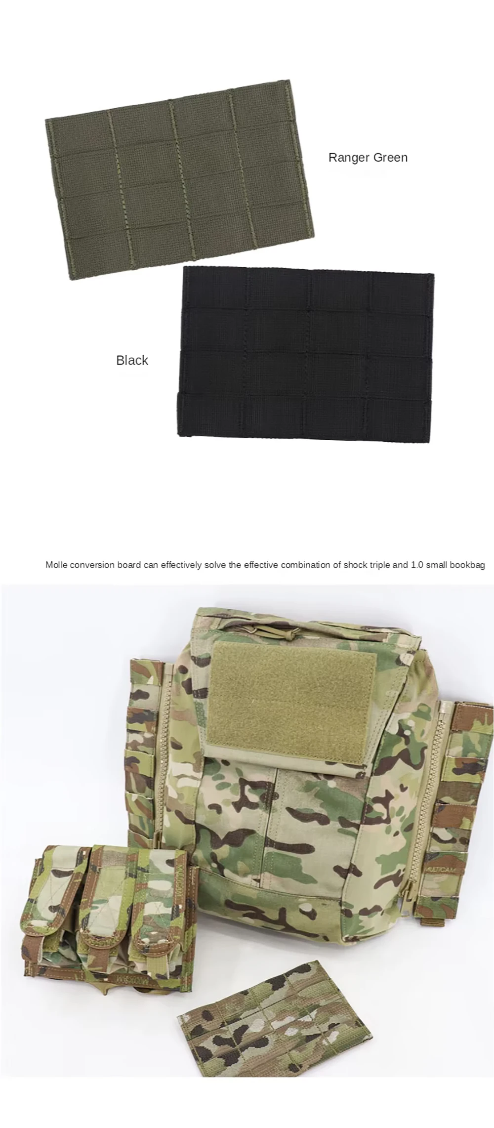 Panel MOLLE en contexto de equipamiento táctico