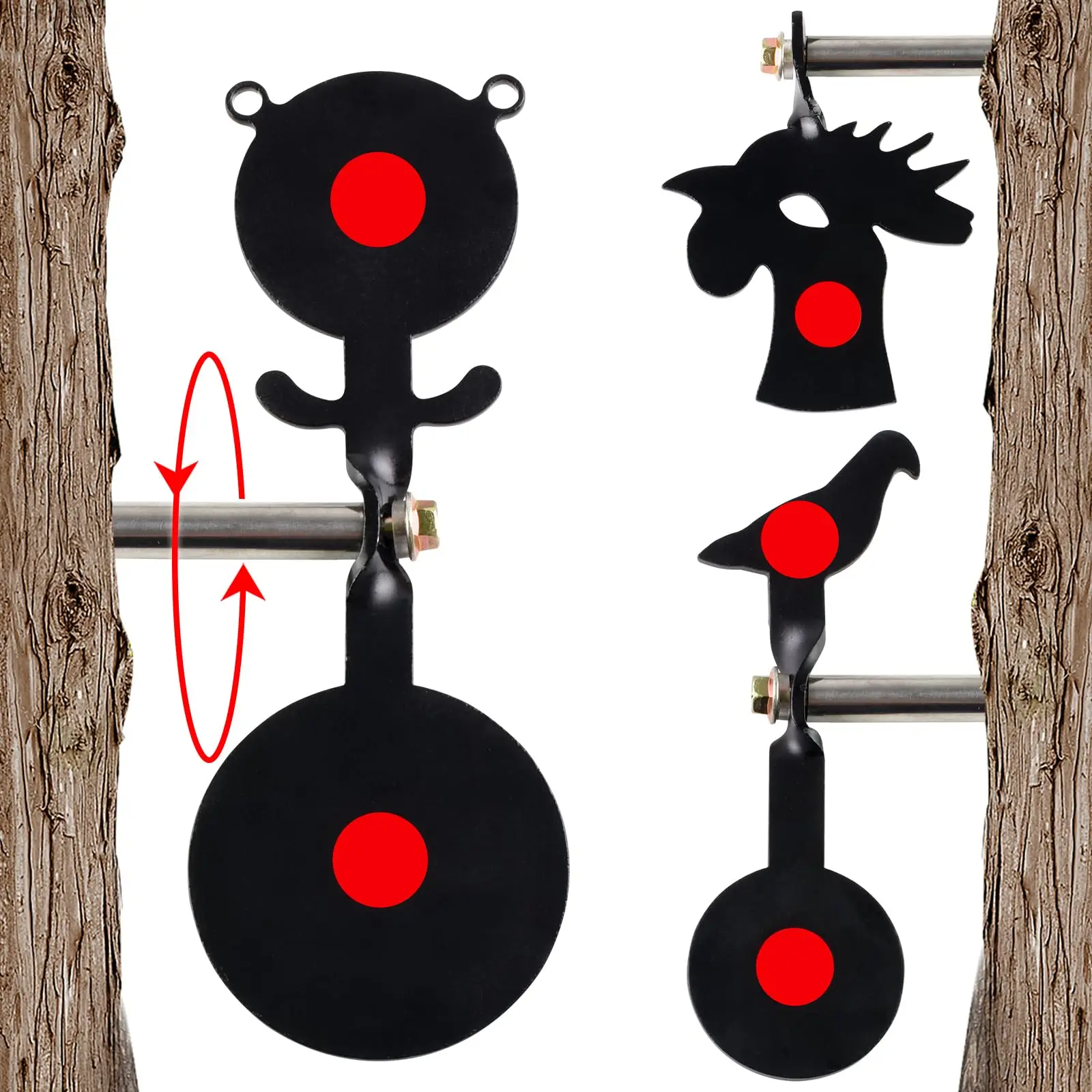 Blanco de acero giratorio 360° para pistolas BB y rifles de aire