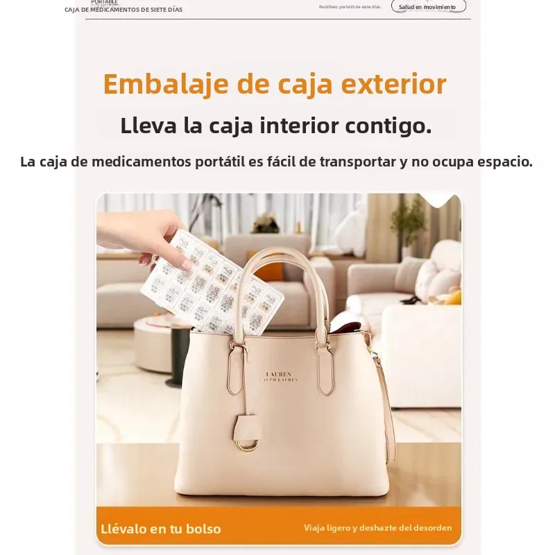 Caja de medicamentos portátil semanal plástico con compartimentos - imagen 2