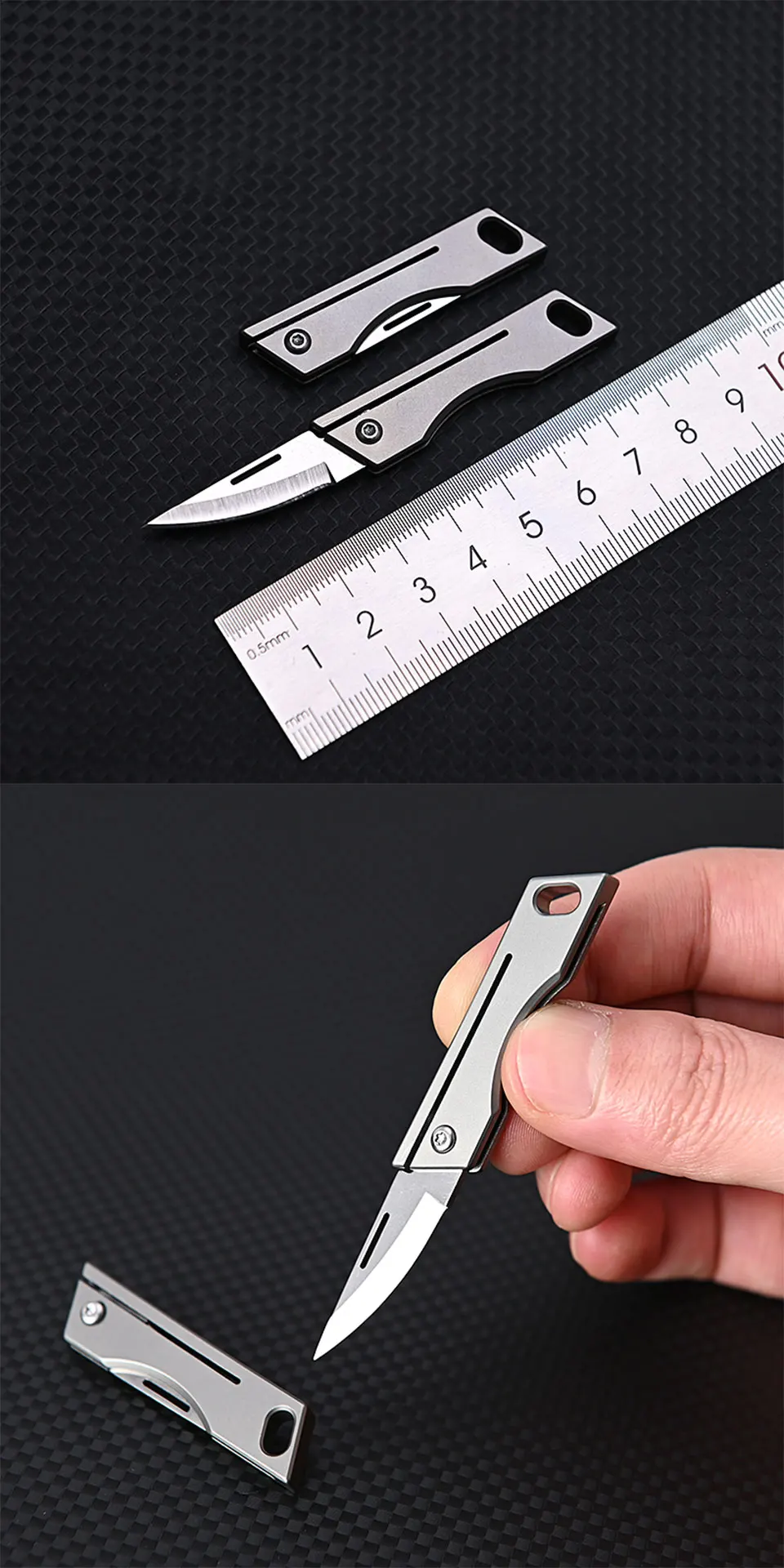 Cuchillo colgante tipo llavero EDC