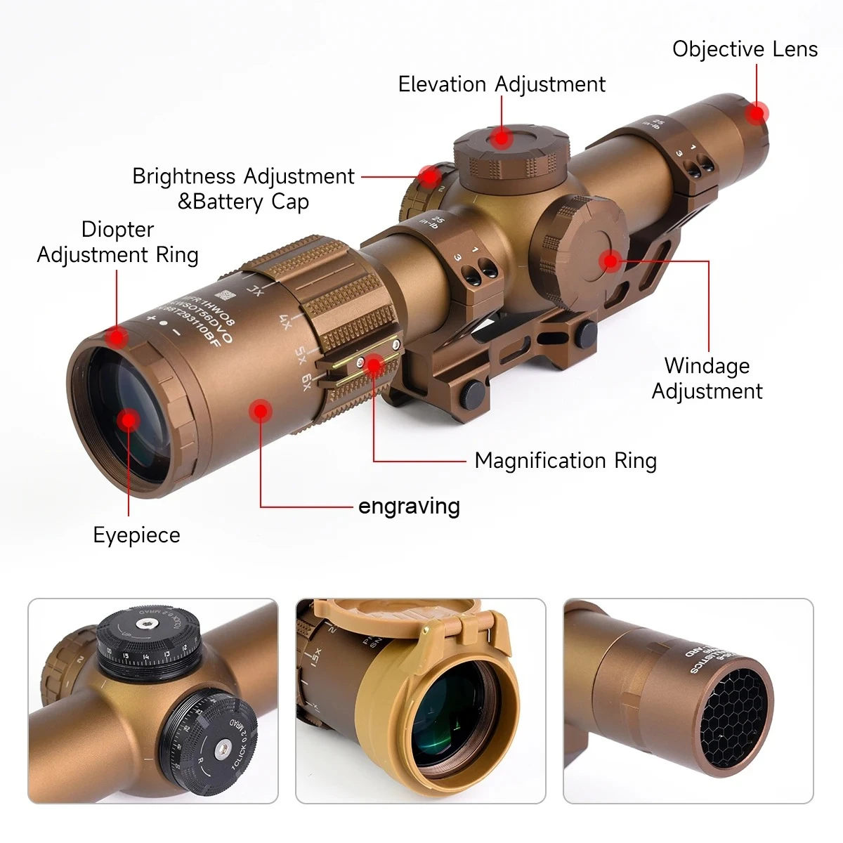 DWLR6 Mira telescópica táctica FFP retícula iluminada - imagen 4
