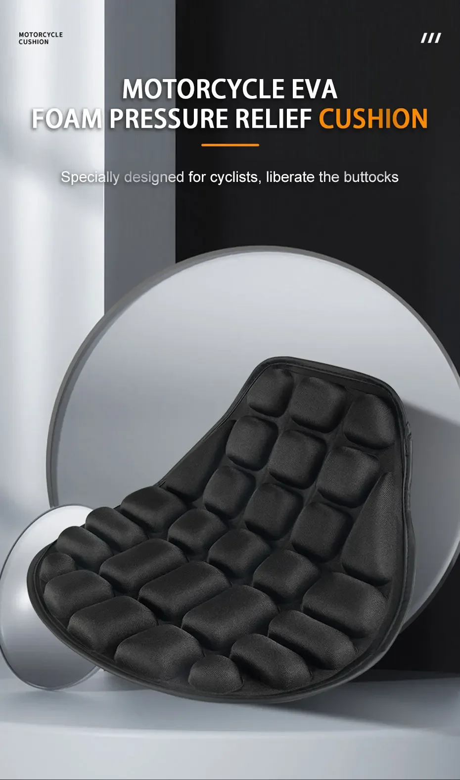 Cojín negro de espuma EVA para asiento de motocicleta