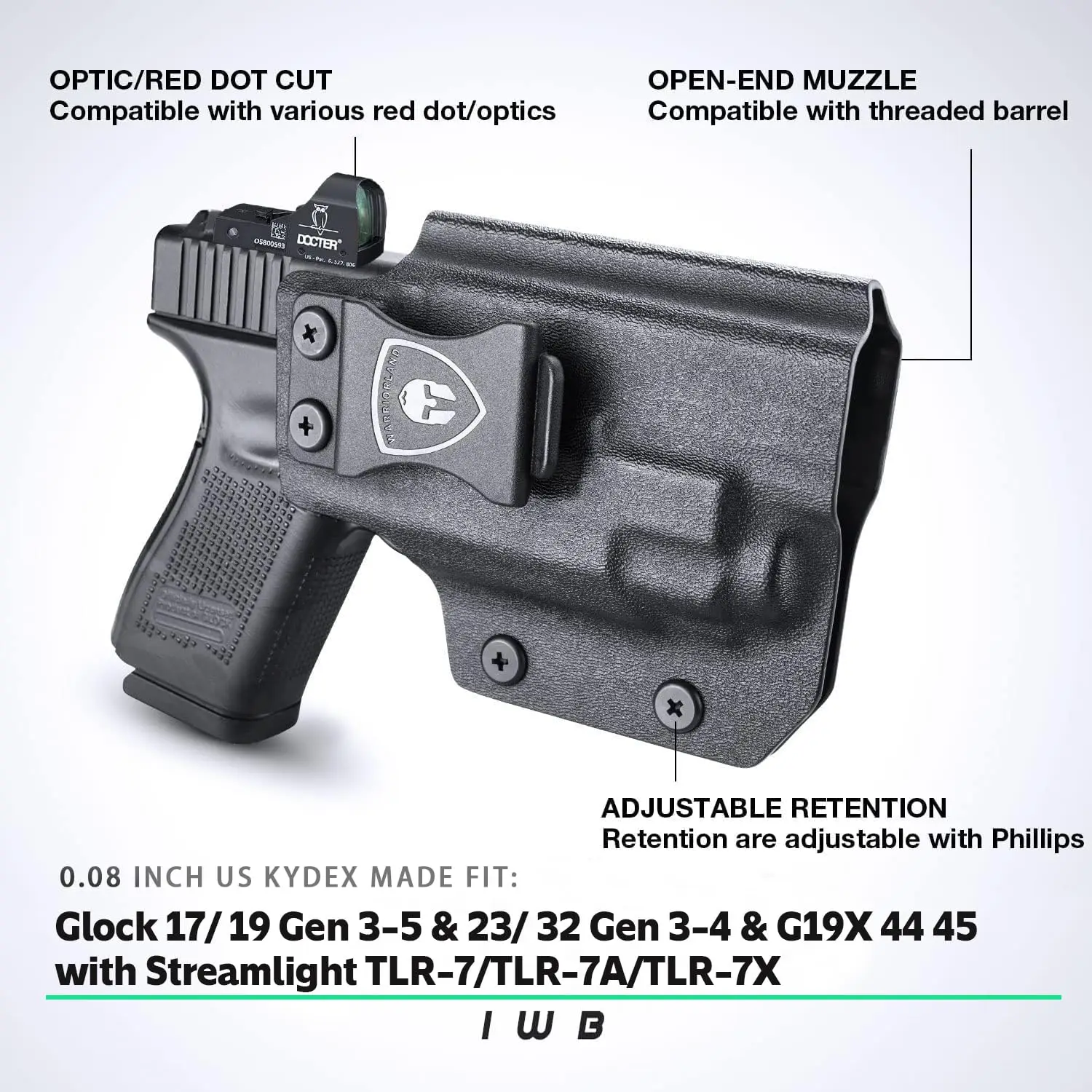 Glock 17/19 funda IWB Kydex para TLR-7 - corte optico