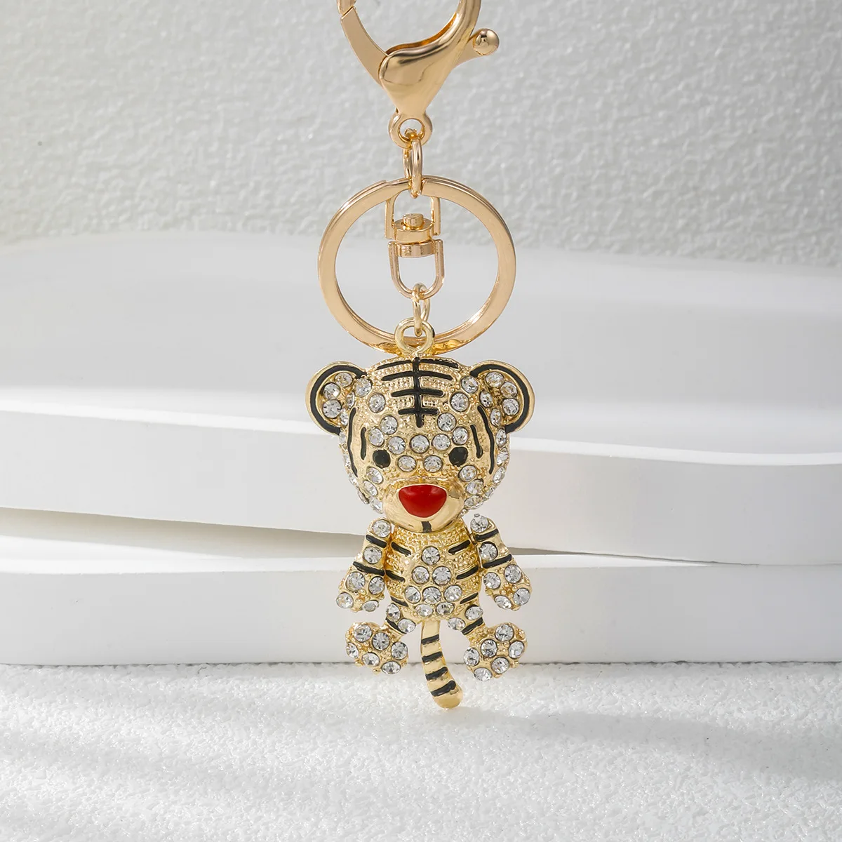 Llavero metálico Tigre zodiacal con diamantes de imitación para coche - imagen 4