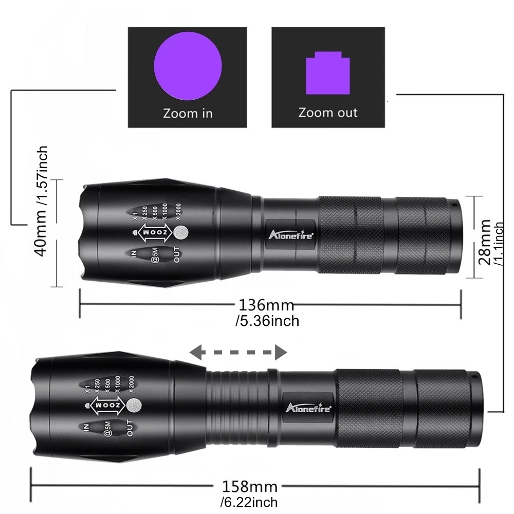Linterna UV 365/395nm recargable 2 en 1 con luz blanca - imagen 3