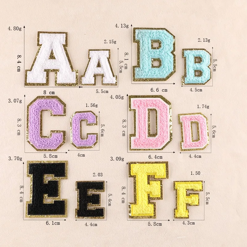 Parche bordado de chenilla para planchar letras alfabeto brillante - imagen 3