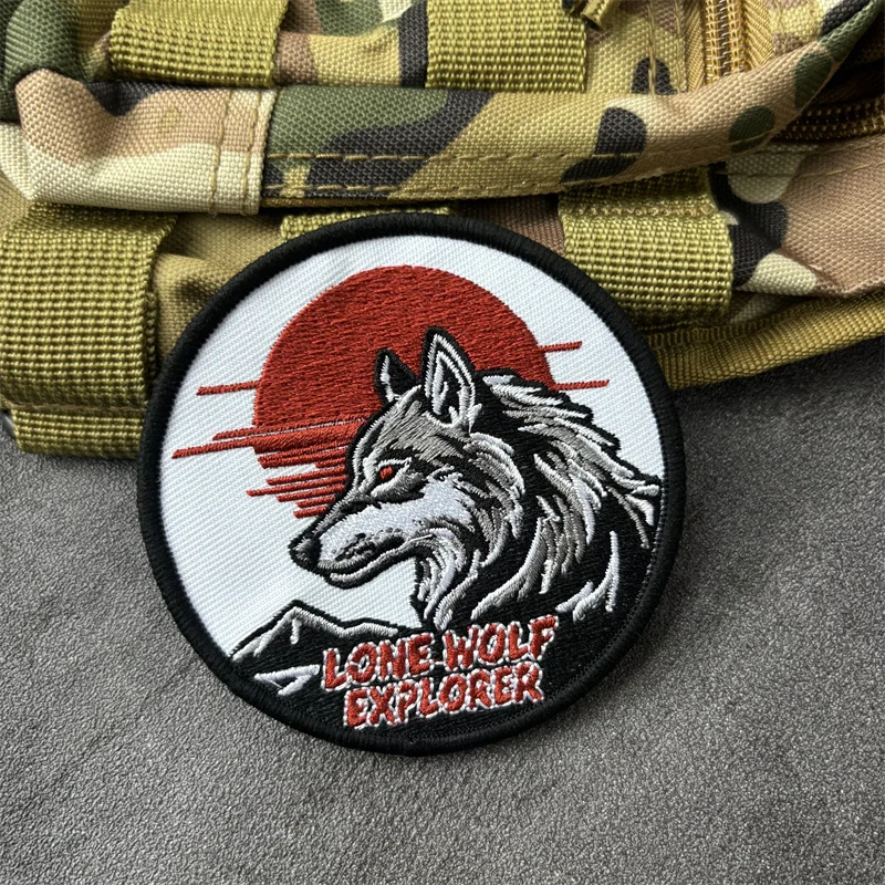 Parche táctico bordado lobo japonés con gancho y bucle moral - imagen 5