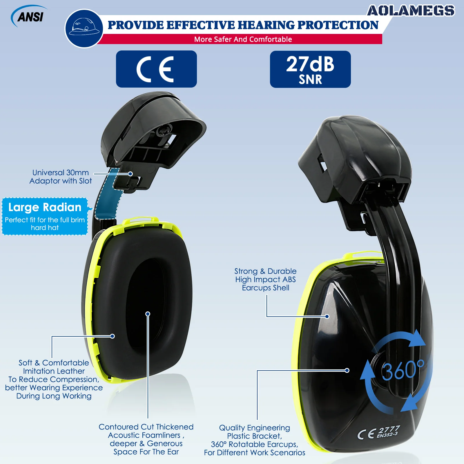 Casco de seguridad integral CE con gafas integradas y orejeras - imagen 5