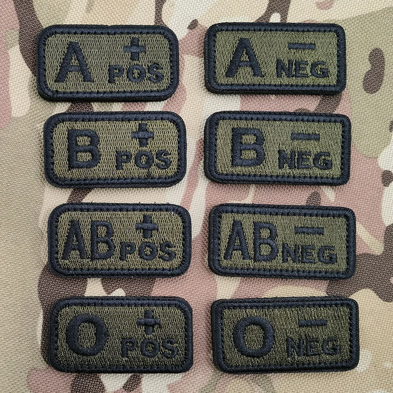 Parche táctico identificación tipo de sangre con velcro para brazalete - imagen 2