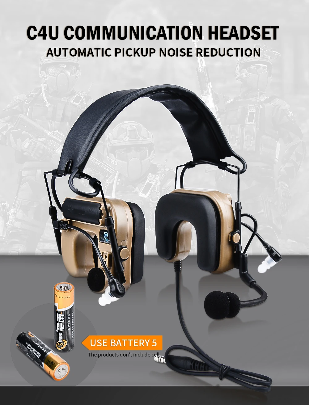 Auriculares tácticos WADSN vista frontal