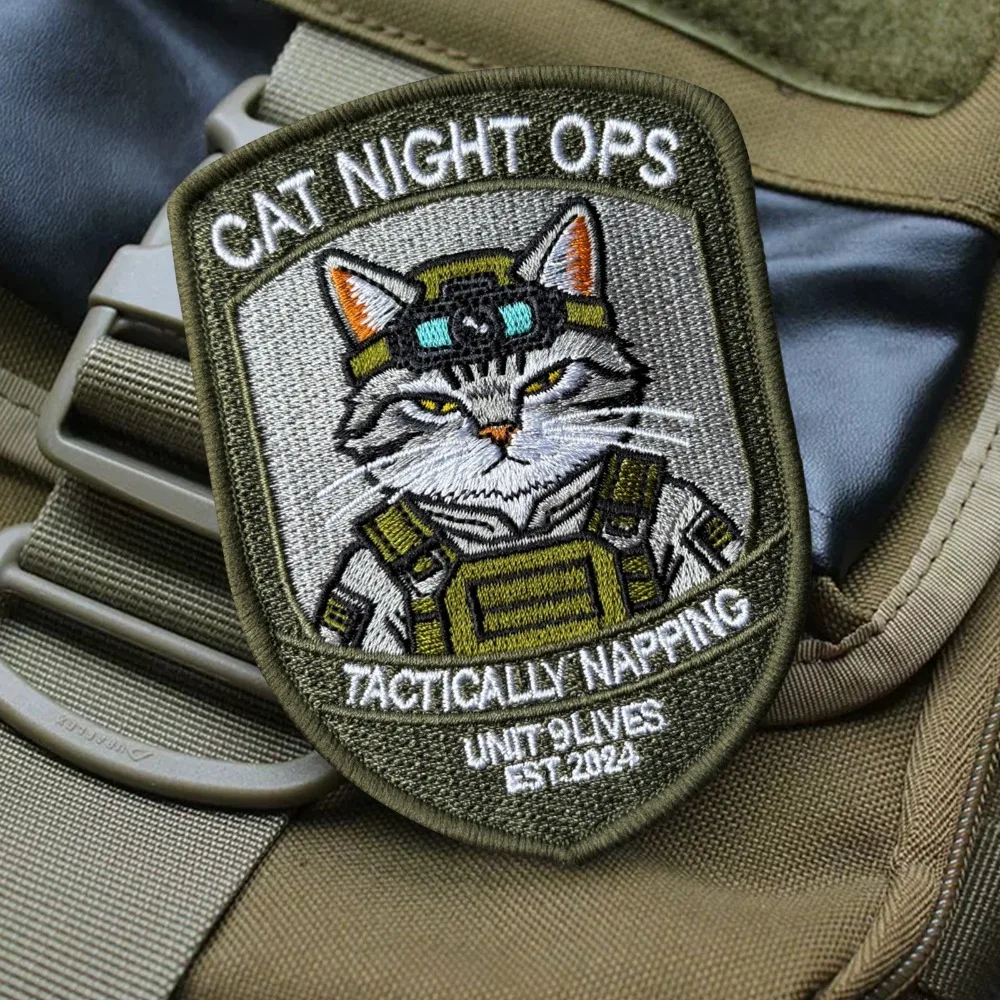 Parche táctico bordado gato para operaciones nocturnas - imagen 3