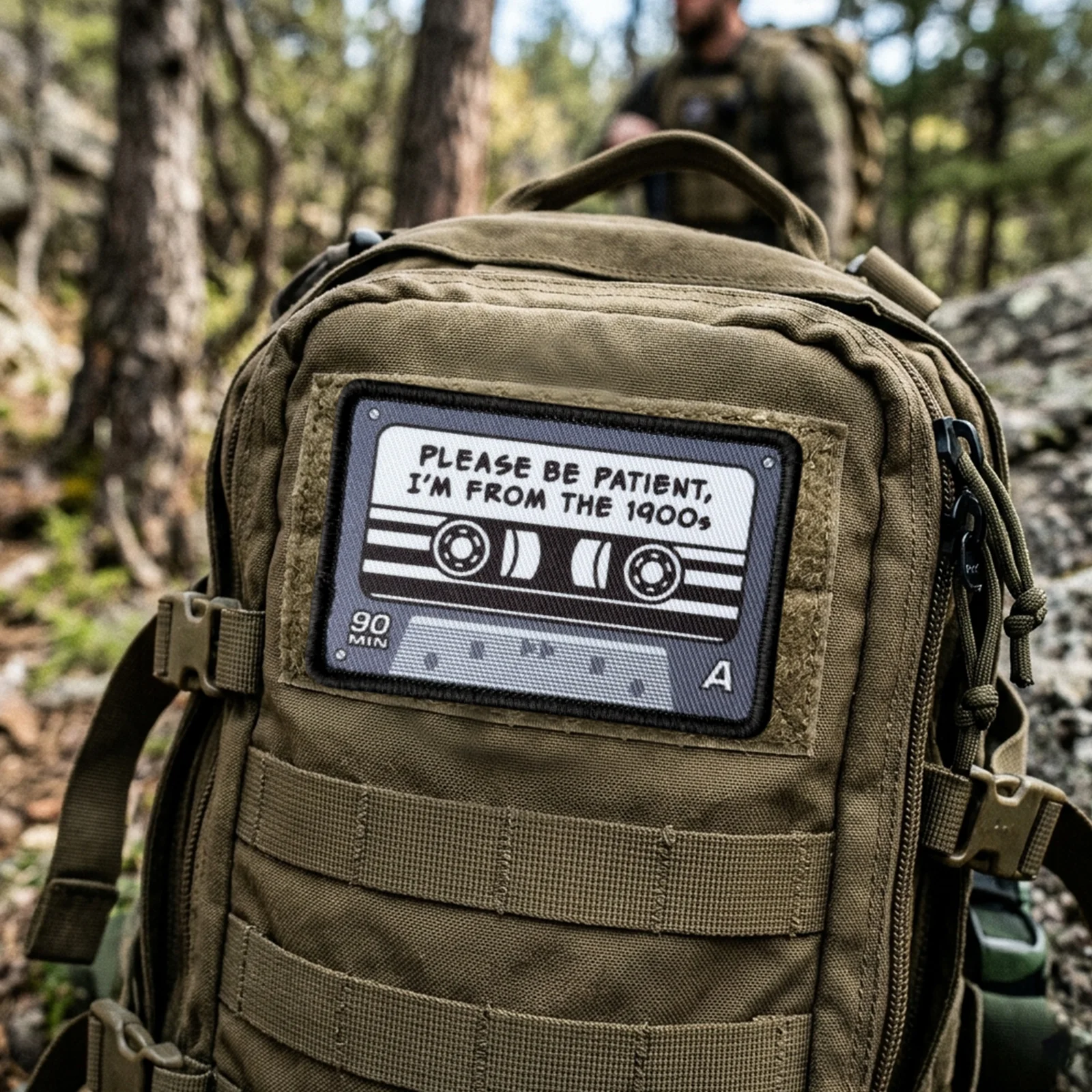 Parche táctico velcro cinta casete retro – Para chaleco y mochila - imagen 5