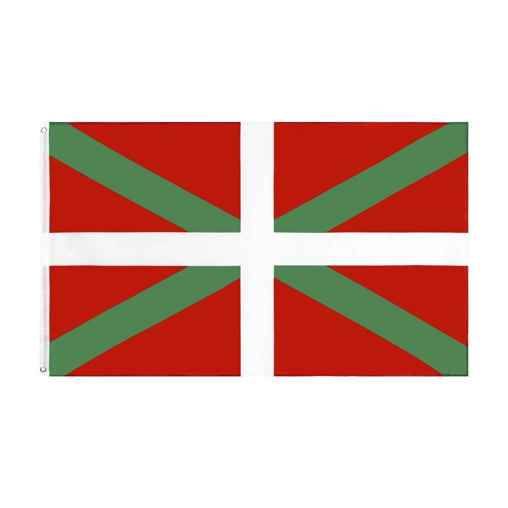 Bandera ikurriña con colores rojo, verde y blanco