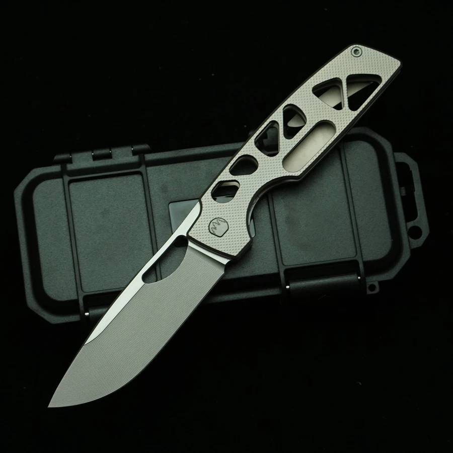 LEMIFSHE Cuchillo Plegable 154CM con Mango de Titanio EDC