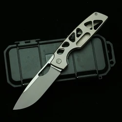 LEMIFSHE Cuchillo Plegable 154CM con Mango de Titanio EDC