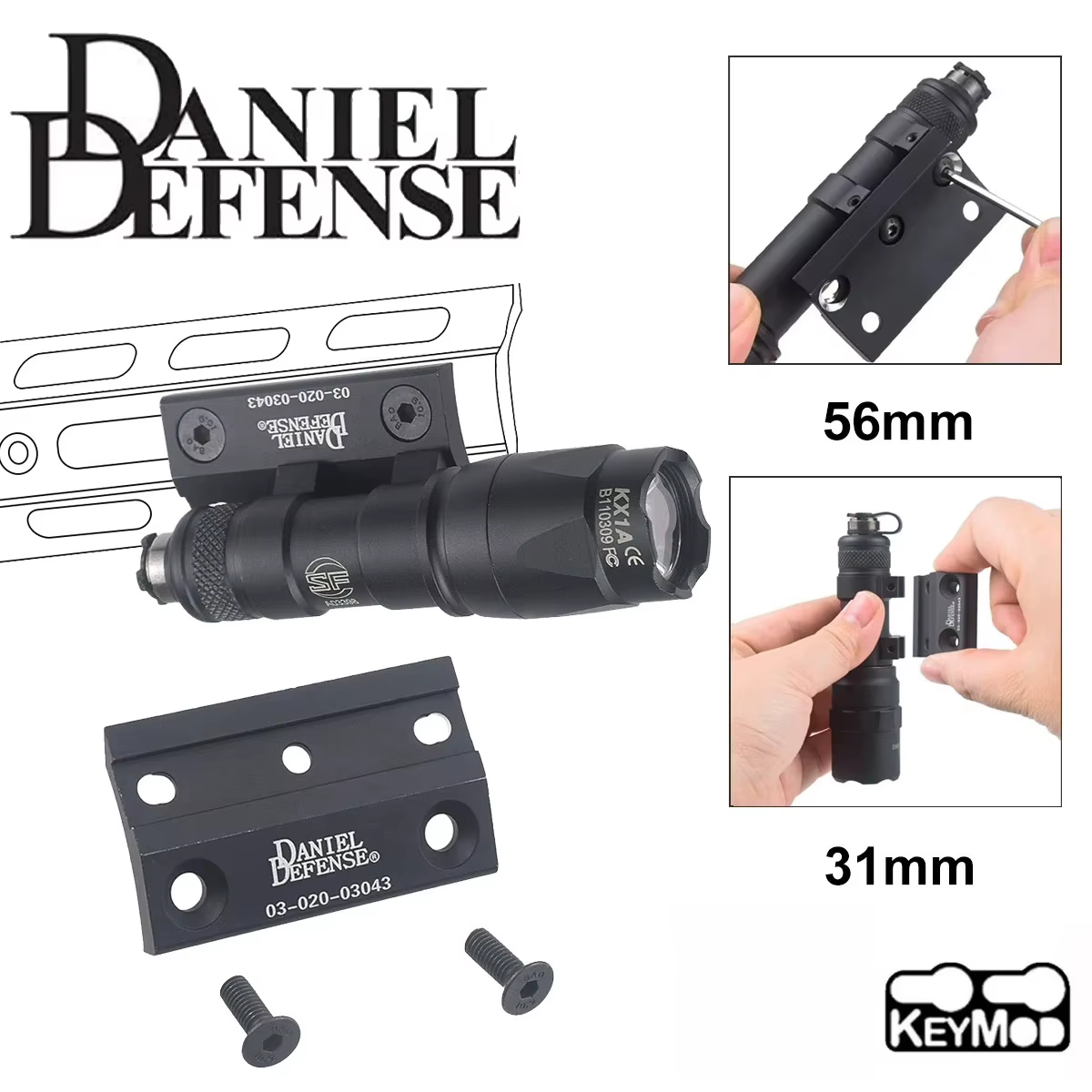 Daniel Defense Soporte Lateral Linterna Táctica M-LOK Keymod - imagen 3