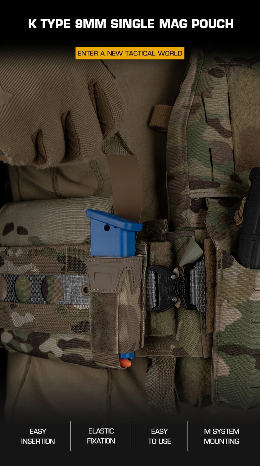 Funda táctica MOLLE para cargador con solapa superior