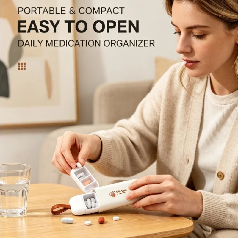 Pastillero portátil de bolsillo compacto para medicamentos y botiquín - imagen 3