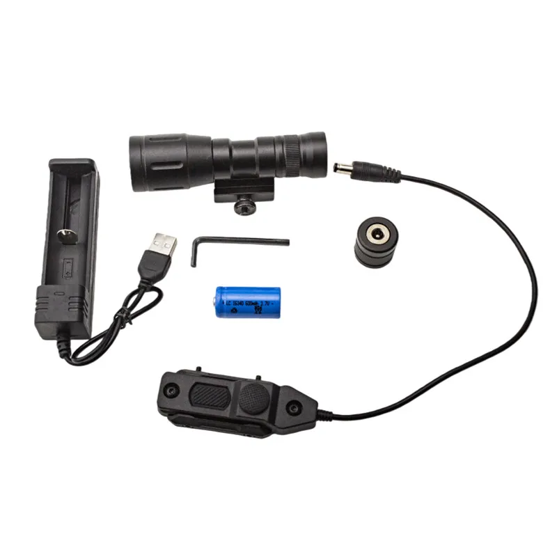 Linterna táctica LED recargable con carril Picatinny para camping