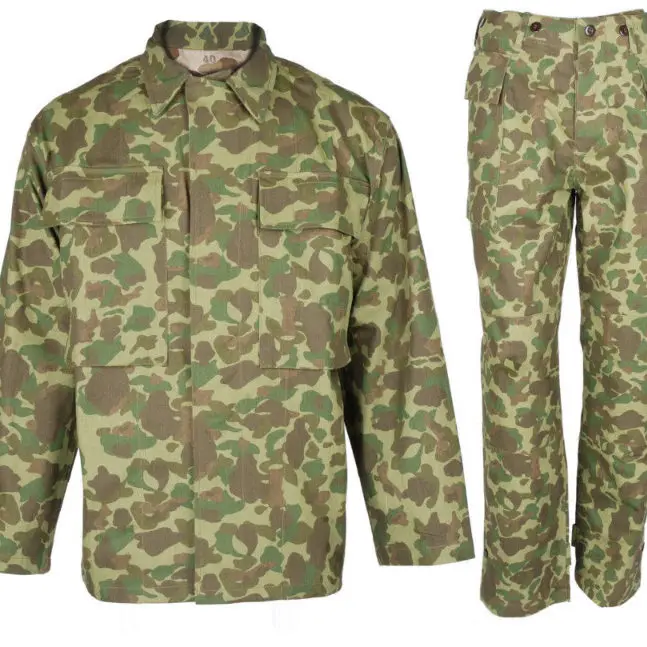 Uniforme militar P42 HBT camuflaje Pacífico para recreación histórica