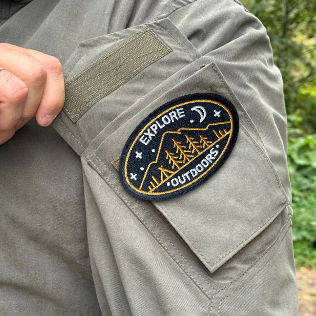 Parche bordado táctico montaña salvaje con Velcro para mochila - imagen 4