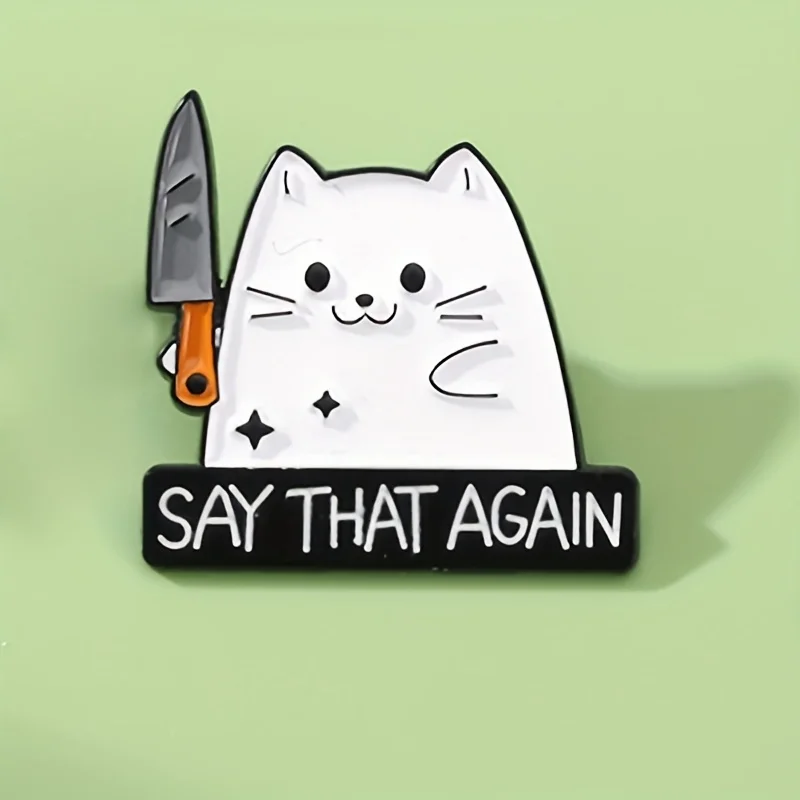 Pin esmaltado de gato blanco estilo animación para solapa y chaqueta - imagen 5