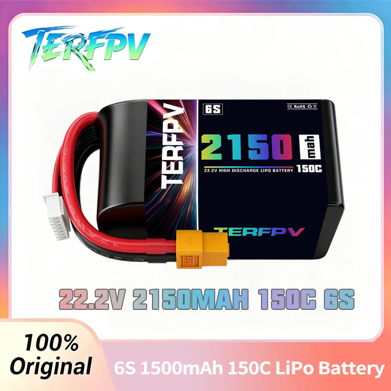 Batería LiPo TERFPV 6S 2150mAh 22.2V 150C con XT60 para dron RC FPV - imagen 2