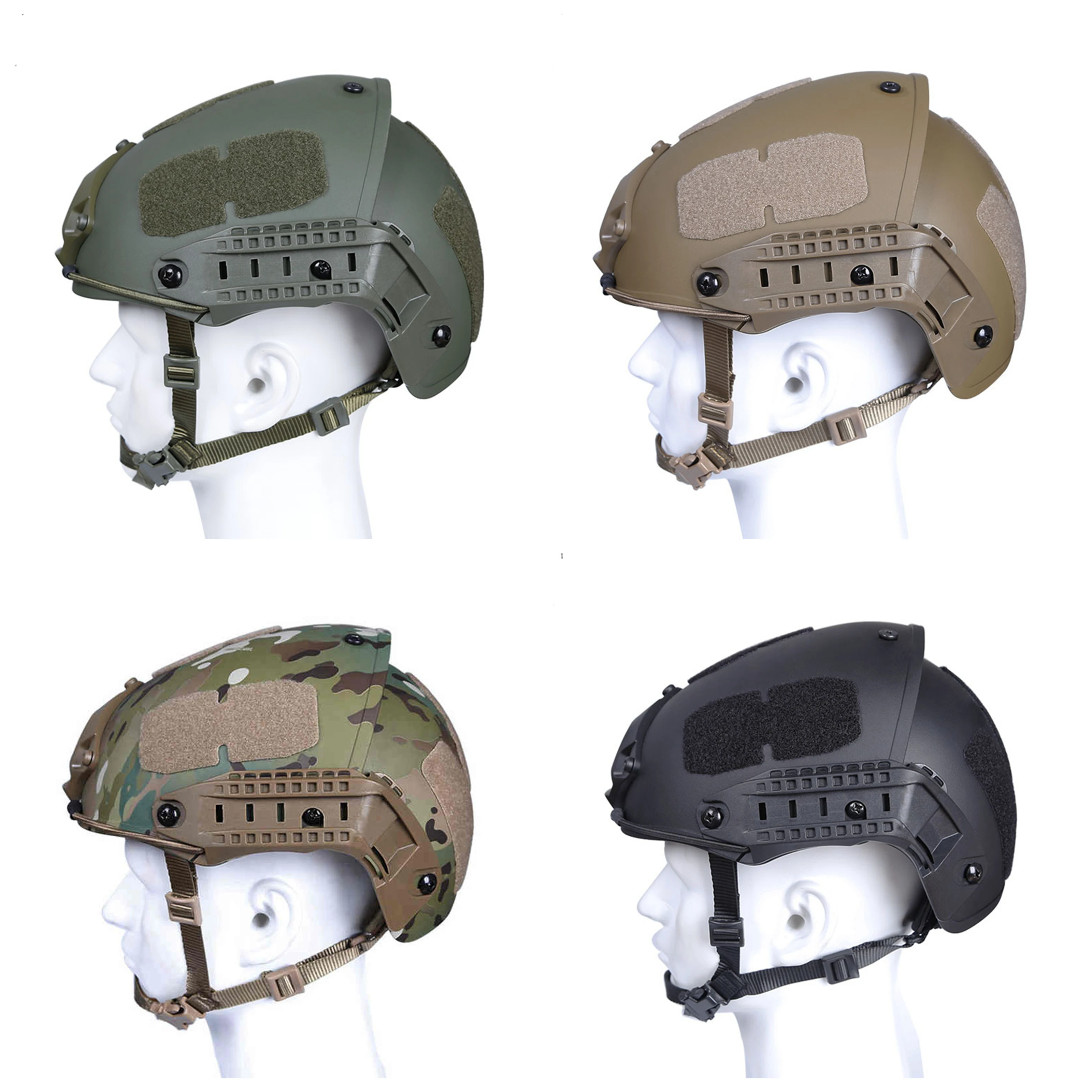 Casco táctico con montura visión nocturna – Protección entrenamiento paintball - imagen 4