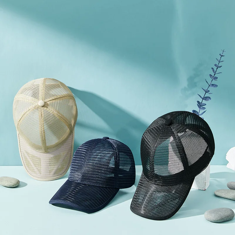 Gorra de camionero de malla transpirable, visera sólida ajustable - imagen 5