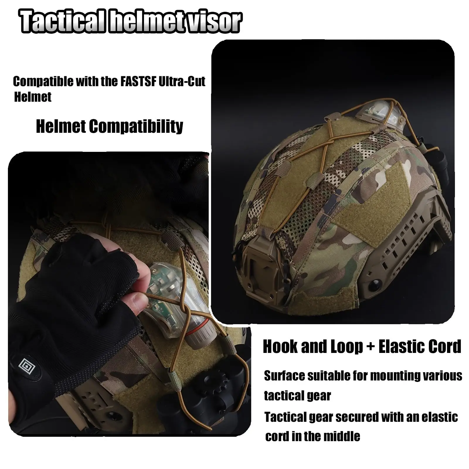 Casco táctico Airsoft de ABS con luz, auriculares y funda - imagen 5