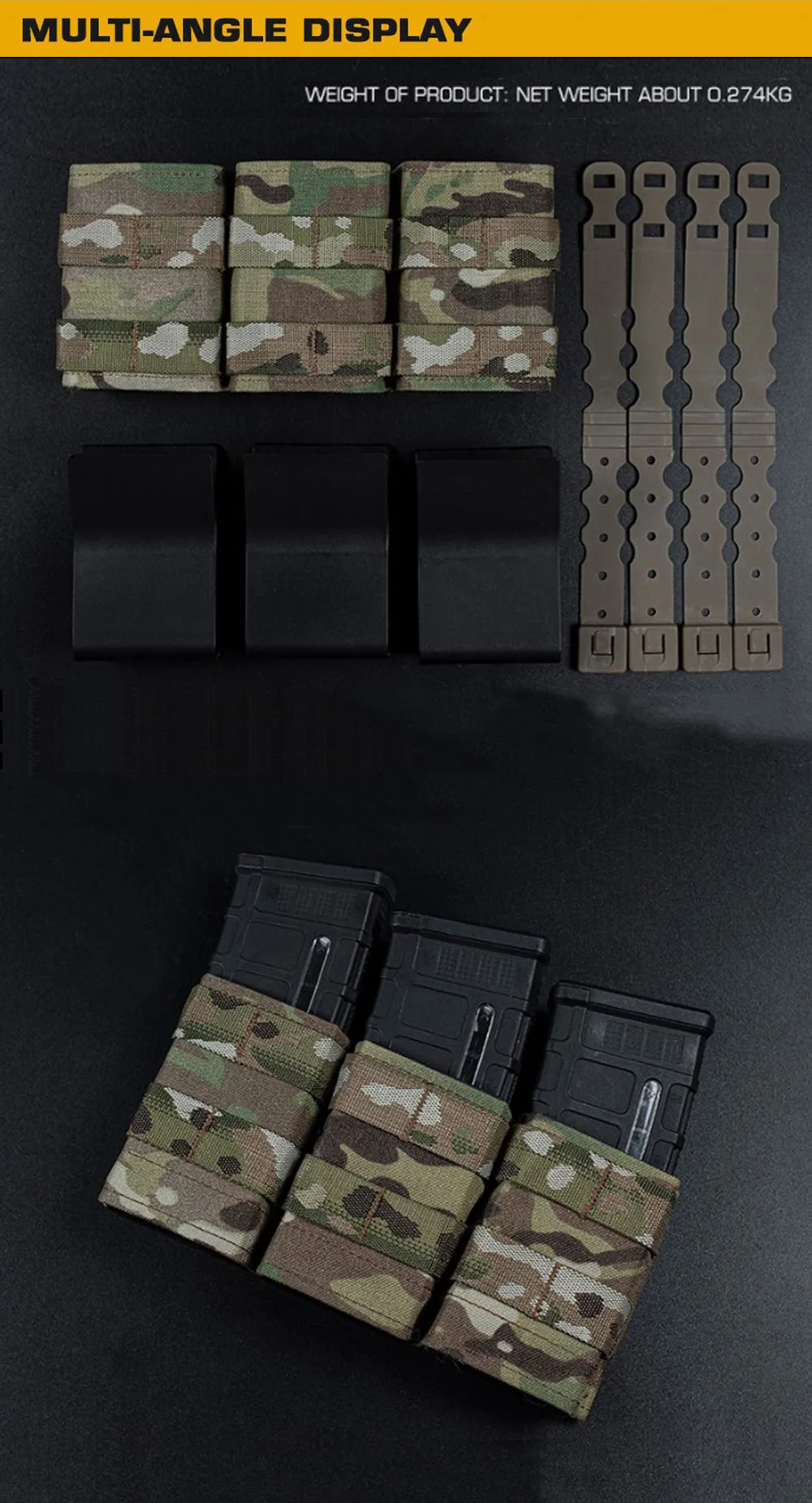 Detalle de abrazaderas Kydex y sistema de retención